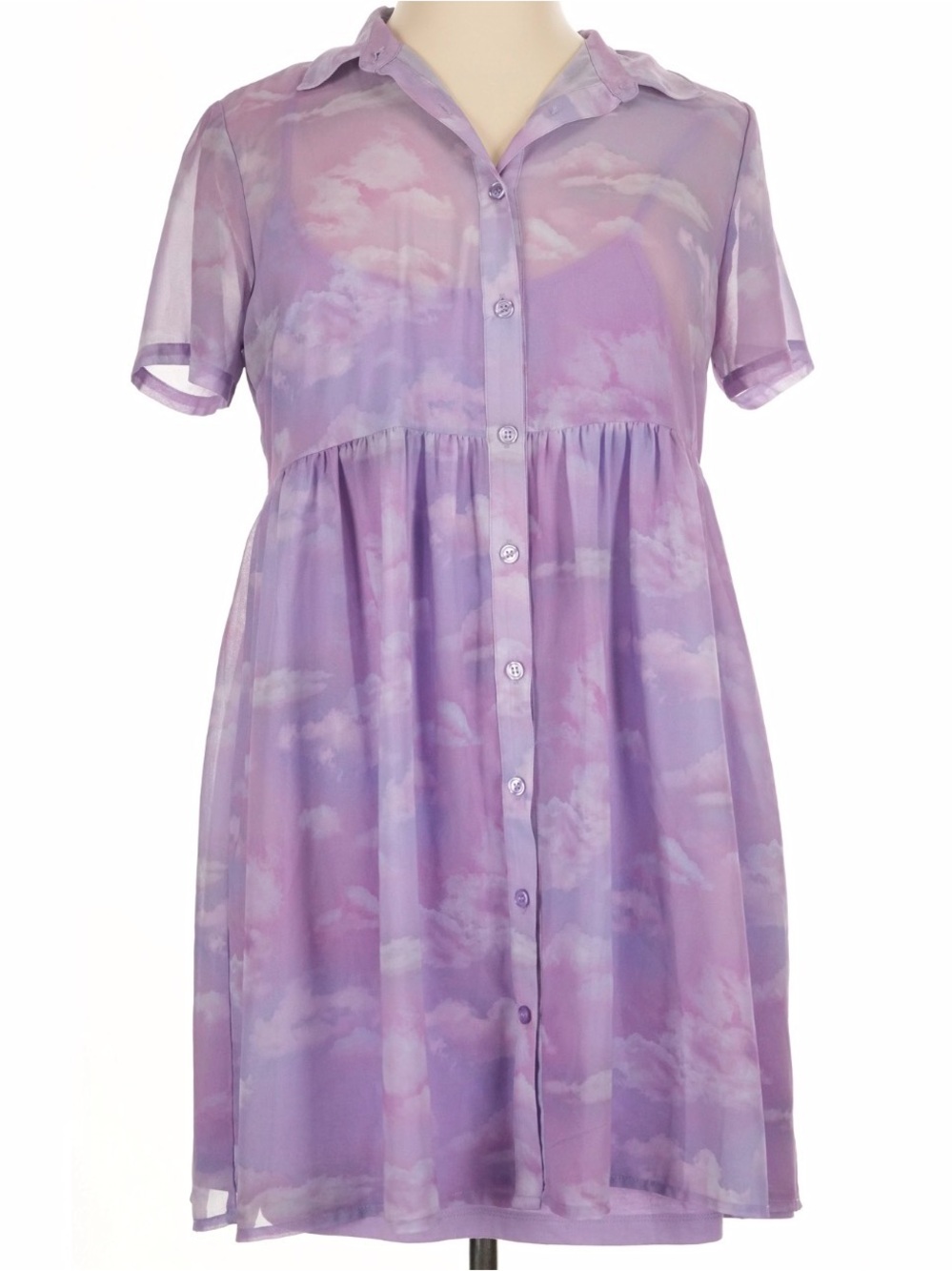 Dangerfield Lavender Cloud Print Button-Front Dress